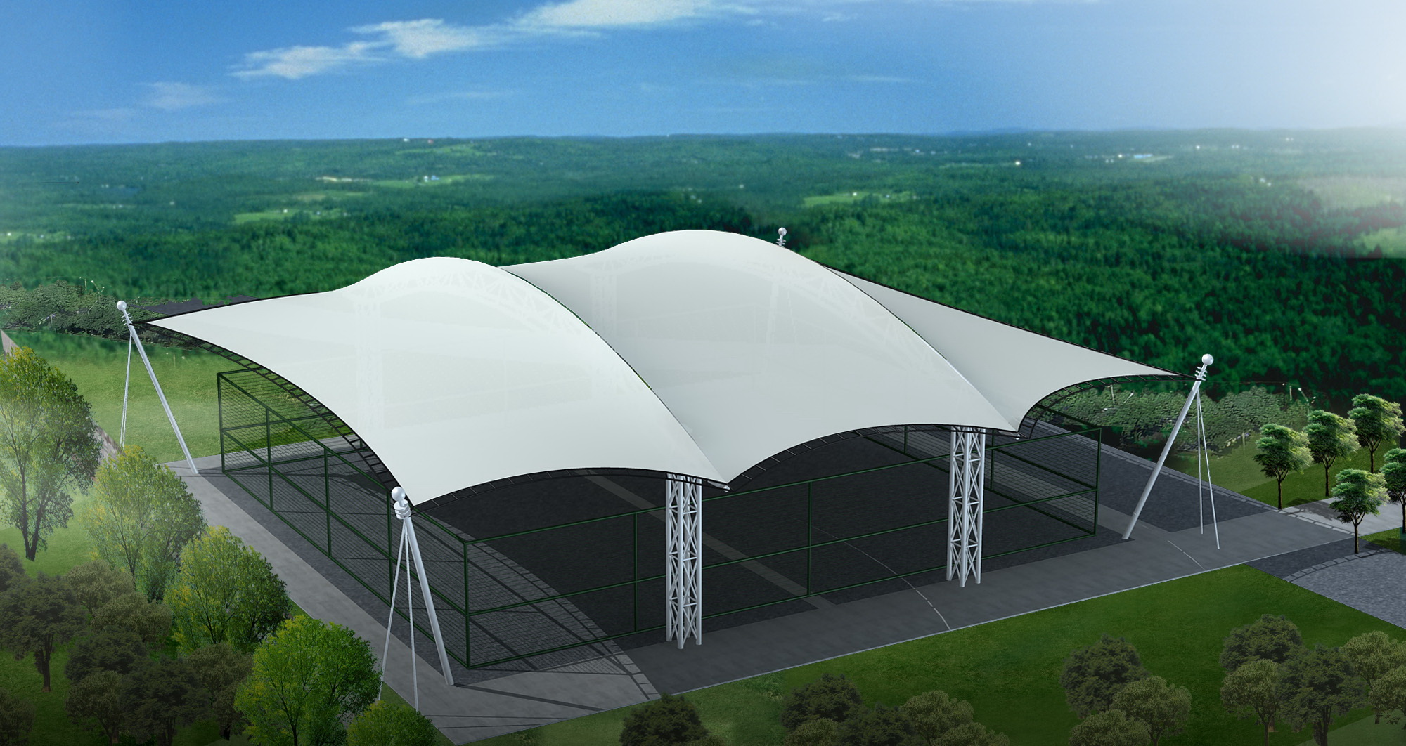 球场膜结构雨棚